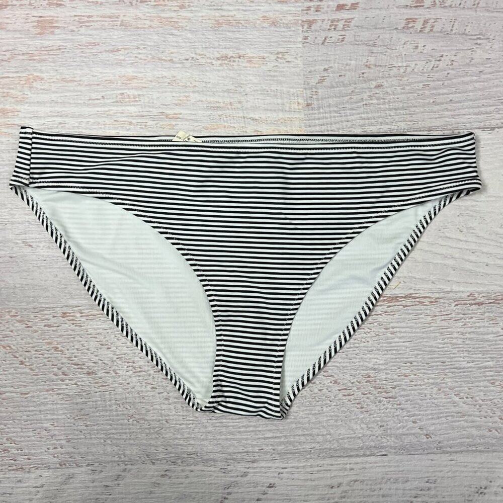 NEW Aerie Classic Bikini Bottom Size XL Black White Stripe Swim Brief Suit NWT